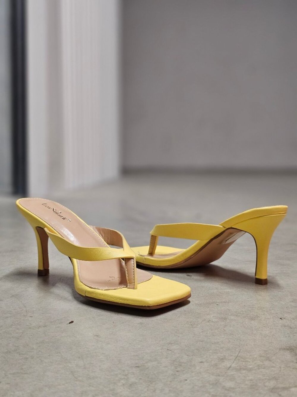 Yellow Square-Toe High-Heel Sandals With Strap Design For Women - Picture 12 of 14